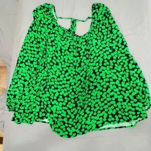 Ava & Viv Green/Black Women 3X Rayon Tie Back Scoop Neck Flowy Art 2 Wear Tunic‎